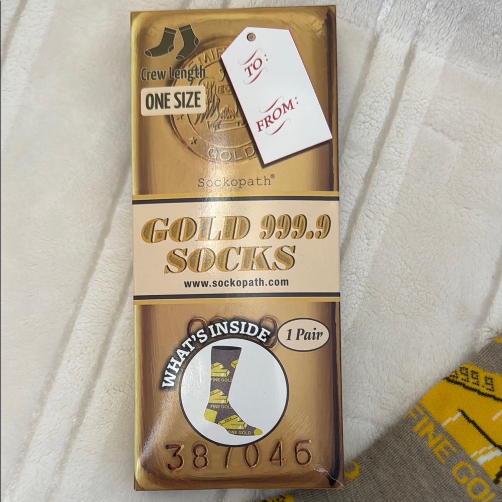 Fine Gold 999.9 Socks Crew Length One Size